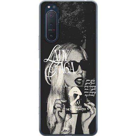 Kompatibelt Mobildeksel til Sony Xperia 5 II Lady Gaga svart-hvit retroplakat med solbriller og popkonst-estetikk