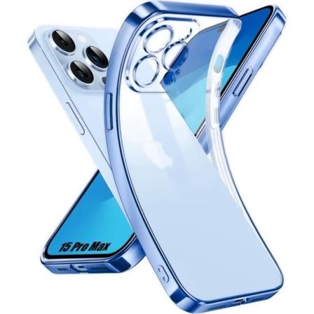 Cover til iPhone 15 Pro Max Gennemsigtig med Blue Contour Slim Blød anti-ridse
