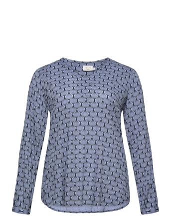 Kcsalla Ami V-Neck Blouse Pitkähihainen Pusero Paita Sininen Kaffe Curve