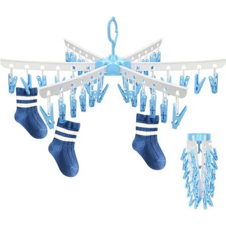Sokketørkestativ med 36 klesklyper, sammenleggbar klesheng, L