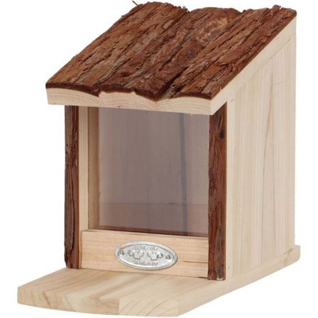 Ekorre matställe med tak av bark