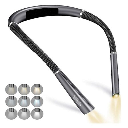 LED Læselampe til Nakken, Genopladelig Boglampe til Læsning, Silikone Arme Nakkelamper Læselampe