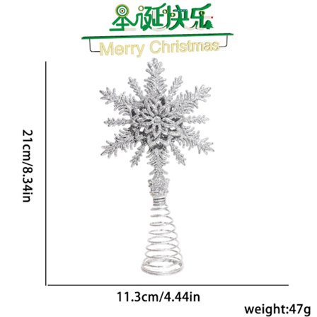 Jul gullpulver snøfnugg tretopp stjerne ornament juletre hul gull, sølv og rød toppstjerne juledekorasjon ornam