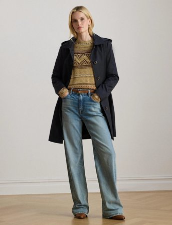 Lauren Ralph Lauren Hooded Cotton-Blend Balmacaan Coat - Black - XS