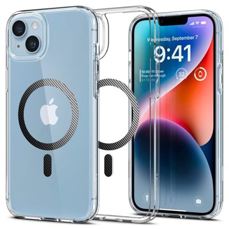 Spigen Ultra Hybrid Mag -kotelo MagSafella 14 Plus -puhelimelle iPhone - kirkkaanharmaa