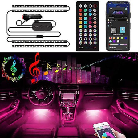 Car Interior Light 48 Leds Strip Light Music Sync Atmosphere Lights Kits