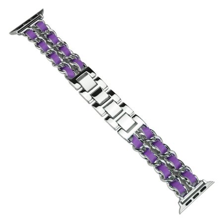 Apple Watch Series 5 44mm weave mönster klockarmband - silver / lila