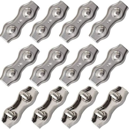 12 stk. Sølvfarvede wirelåse i rustfrit stål, kompatible med 1,5 mm wire, kompatible med M2, dobbeltklemme【co】