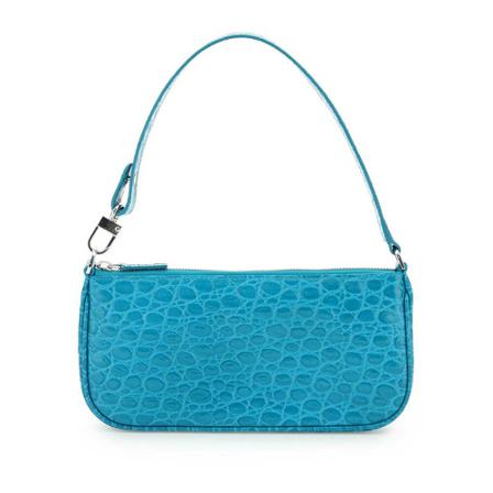 By far croco embossed leather rachel Tas , Blauw , Dames , Maat: ONE Size Handtassen