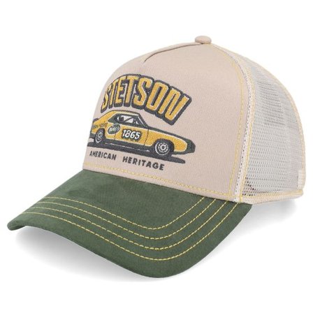 Stetson - Beige trucker Keps - Racing Green/Beige A-Frame Trucker @ Hatstore