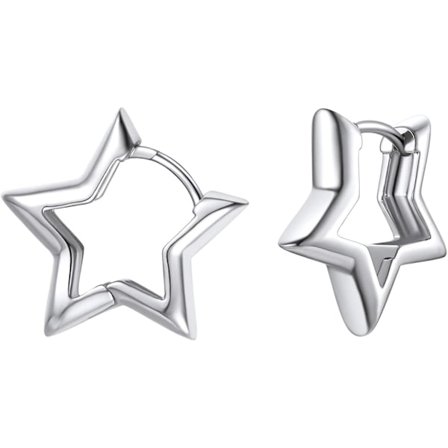 Hypoallergeniske små stjerne huggie hoop øreringe, åbent stjerne øre cuffs, søde cirkulære øreringe