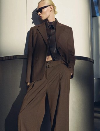 Mango Belt Suit Trousers - Brown - 38