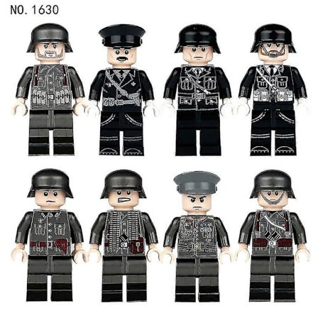 8 st Militär Montering Leksaker Tyska Soldater Monterade Minifigurer