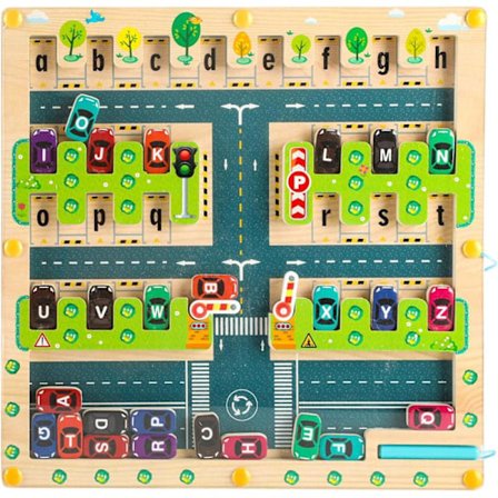 Magnetisk Alfabet Puslespil - Montessori Træ Uddannelseslabyrint til Børn 3-6 År, Finmotorik