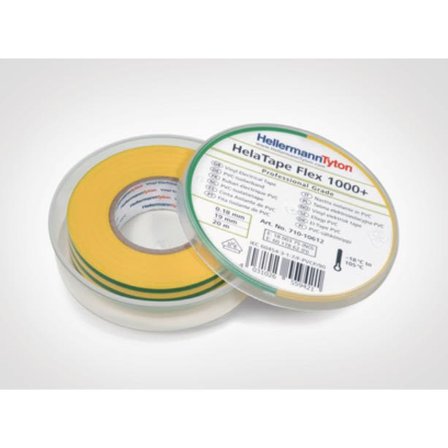 Hellermann Tyton HelaTape Flex 1000+ Eltejp 19 mm x 20 m Gul/Grön, Maskintillbehör & förbrukning