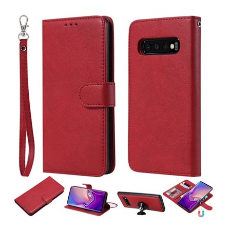 Samsung Galaxy S10 aftageligt læder flip etui - Rød