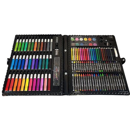 150 kpl:n taidetarvikesarja, vesivärikynät, piirustus- ja maalaustarvikkeet, liitusetti lapsille, lahjasetti