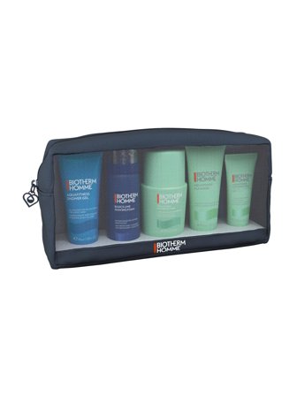 Biotherm Mixed Lines Aquapower Routine Pouch Set cont.: Aquapower Cleanser 40 ml + Aquaforce Shower Gel 40 ml + Shaving Foam 50 ml + Aquapower 