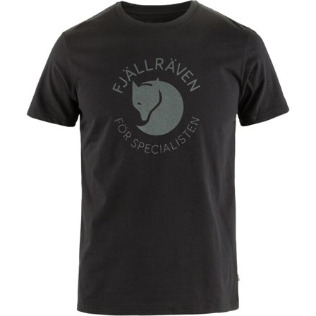 Fjällräven Men's Fox T-Shirt Top in Black | Size: Medium, Organic Cotton/Polyester