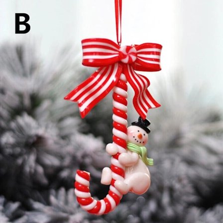 /EA/Juleophæng Candy Bow Cane Snemand Hængende Ornament Christ