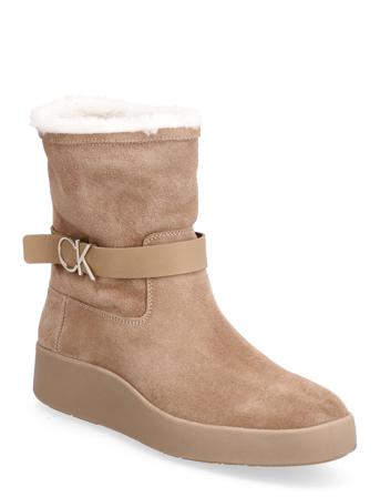 Crepe Ankle Boot W Ck Hw S Wl Shoes Wintershoes Winter Boots Beige Calvin Klein