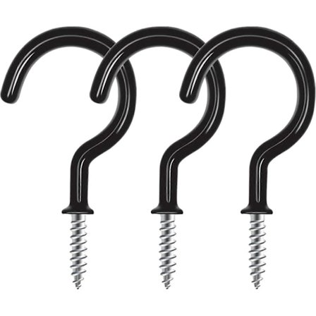30 stk. kopkroge, loftophængningskroge skruekopkroge universal sorte skrue-i KSO
