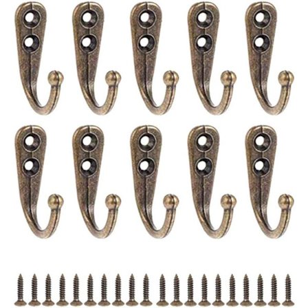 10 stycken svarta enkelkrokar väggkrok svart klädhängare med monteringsskruvar