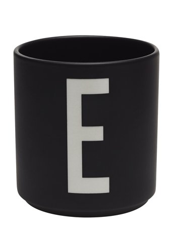 Design Letters Black Porcelain Cups A-Z - Black - 25 CL