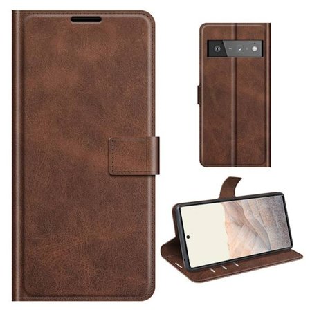 Hållbart konstläder Google Pixel 6 Pro fodral med plånbok - Brun