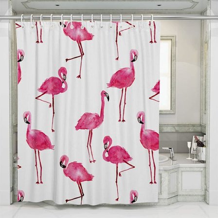 Duschdraperi vattentätt badrumsdraperi duschdraperi polyester badrumsduschdraperi 180x180cm (Flamingo)