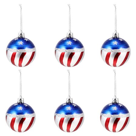 6 stk. Amerikansk flag ornament Fjerde juli bolde juletræ