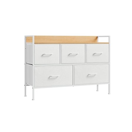 Rootz byrå - Förvaringsskåp - Kommod - Spånskiva & MDF - Stålstomme - Molnvit - Ek Beige - 29cm x 98,2cm x 70cm