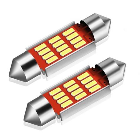 4X CANBUS C5W SV8.5 Festoon 12 LED 4014 36mm- Hvid White one size