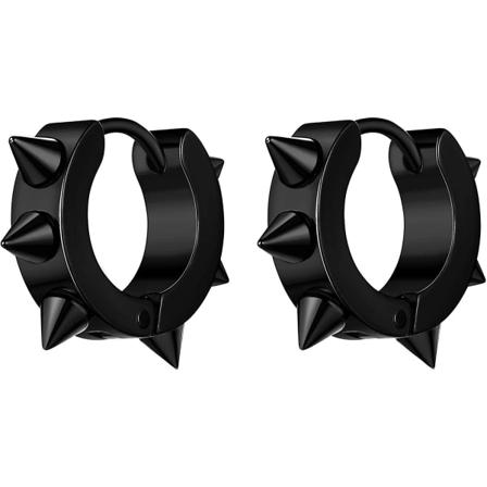 Spike Edgy Dangle -korvakorut, punk-korut, musta/ruostumaton teräs/18k - Perfet black