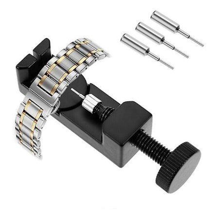Klockarmband Länk Pin Remover Pin Remover Klockarmband Verktyg Reparationssats för Urmakare med 3 Extra Stift - Svart