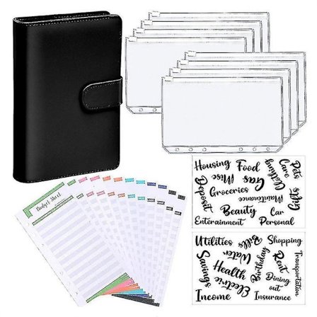 A6 Binder Budget Planner Notebook Covers Folder Size 6 Hole Pockets Plastic Zipper Money Saving Envelope