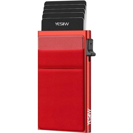 Lommekort for kvinner og menn Pop up Slim Card Wallet RFID Blocking med pengelomme | Minimalistisk kredittkortholder for kvinner | Rose Red