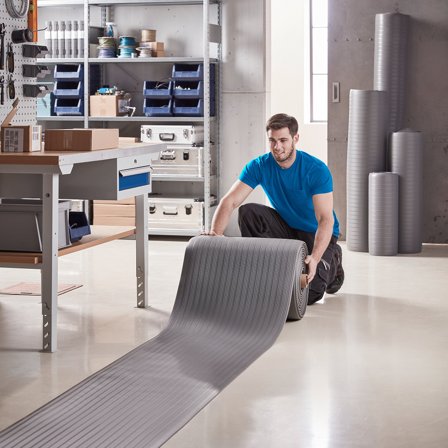 Non-slip workstation mat MAGIC, 910x18000 mm, grey