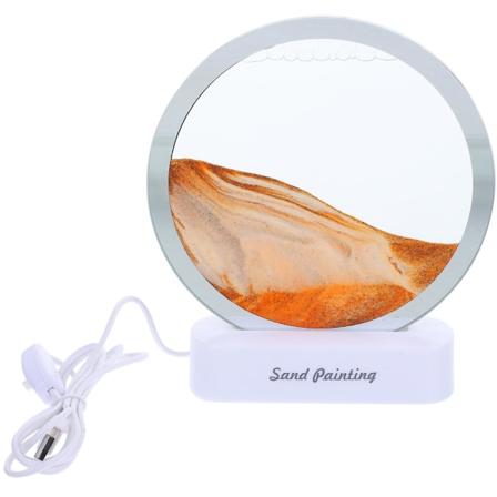 Sandlampe Sandkunstlampe 3D Bevegelig Sandkunst Bordlampe Hjemmeborddekorasjon Gul 19X16cm Yellow 19X16cm