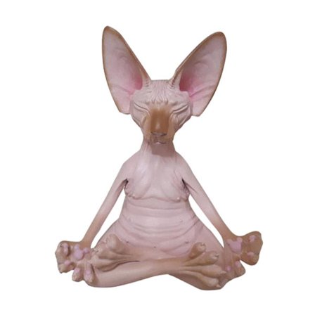 Sphynx Kat Meditera Staty Sød hårløs kat Yoga Siddende Samlefigur til rum Skrivebordsdekoration