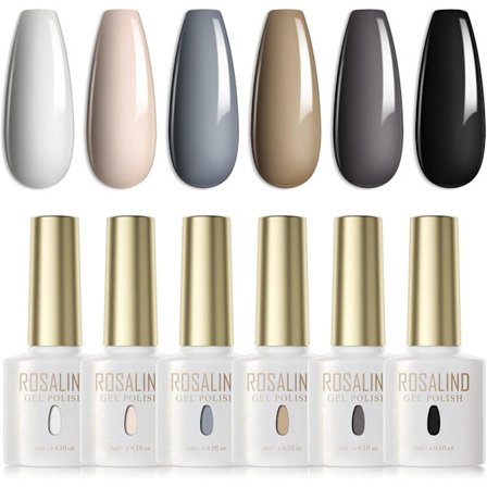 UV-nagellackset 6 färger Vit Nude Grey Black Gel Nail Polish Set Colour Gel
