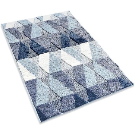 Tflycq Bath Matt Runner Stora badrumsmattor 24" X 40" Blå Absorberande golvmatta Shaggy Microfiber Geometric Pad Duschmatta Runner, Blå