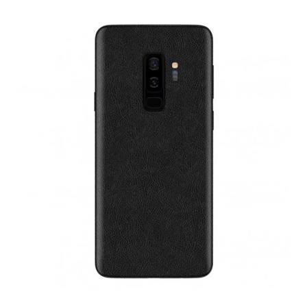 Galaxy S9 plus læder læder beskyttende plast hudpakning tilbage sort