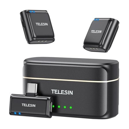 TELESIN langaton solmiomikrofoni + virtapankki puhelimiin (USB-C)