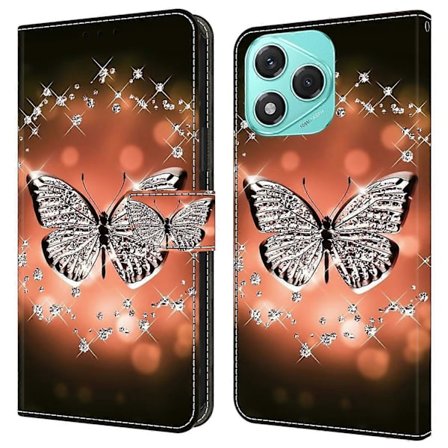 Honor 400 Lite 5G -kotelo, 3D-kuvioitu PU-nahkalompakkopuhelinkotelo jalustalla