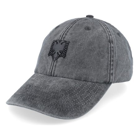 Iconic - Albanian Eagle Patch Black Washed Dad Cap Unconstructed Black Cap - @ Hatstore