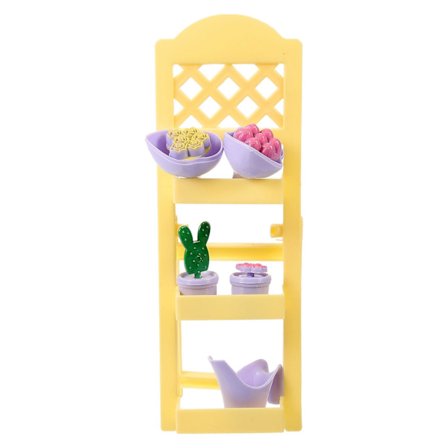 1 set miniatyr blomsterställ mini blomkruka hållare mini hus blomkruka hylla mini hus dekorationer(17.5X6.5cm,som visas)