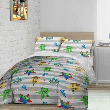 Toy Story Teddy Fleece Cover Set Dubbel Grå/blå/grön