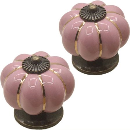 Sett med 2 fargerike Halloween gresskar keramiske skapskap dørknotter kommode skuffetrekk møbler skap kjøkkenhåndtak Vintage kobber hardw