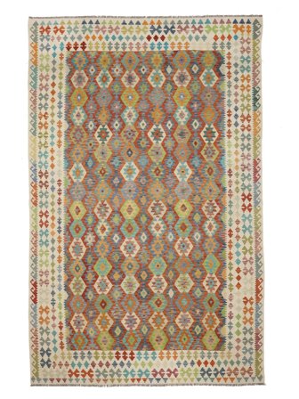 Kilim Afghan Old Style Rug Hand Woven 302X481 Brown/Green Afghanistan